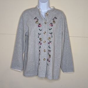 Bonnie Evans Fleece Cardigan Christmas Embroidered Details